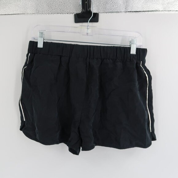 Everlane 100% Silk Black Shorts w White Stripe down sides Size Medium NWT - Picture 1 of 7